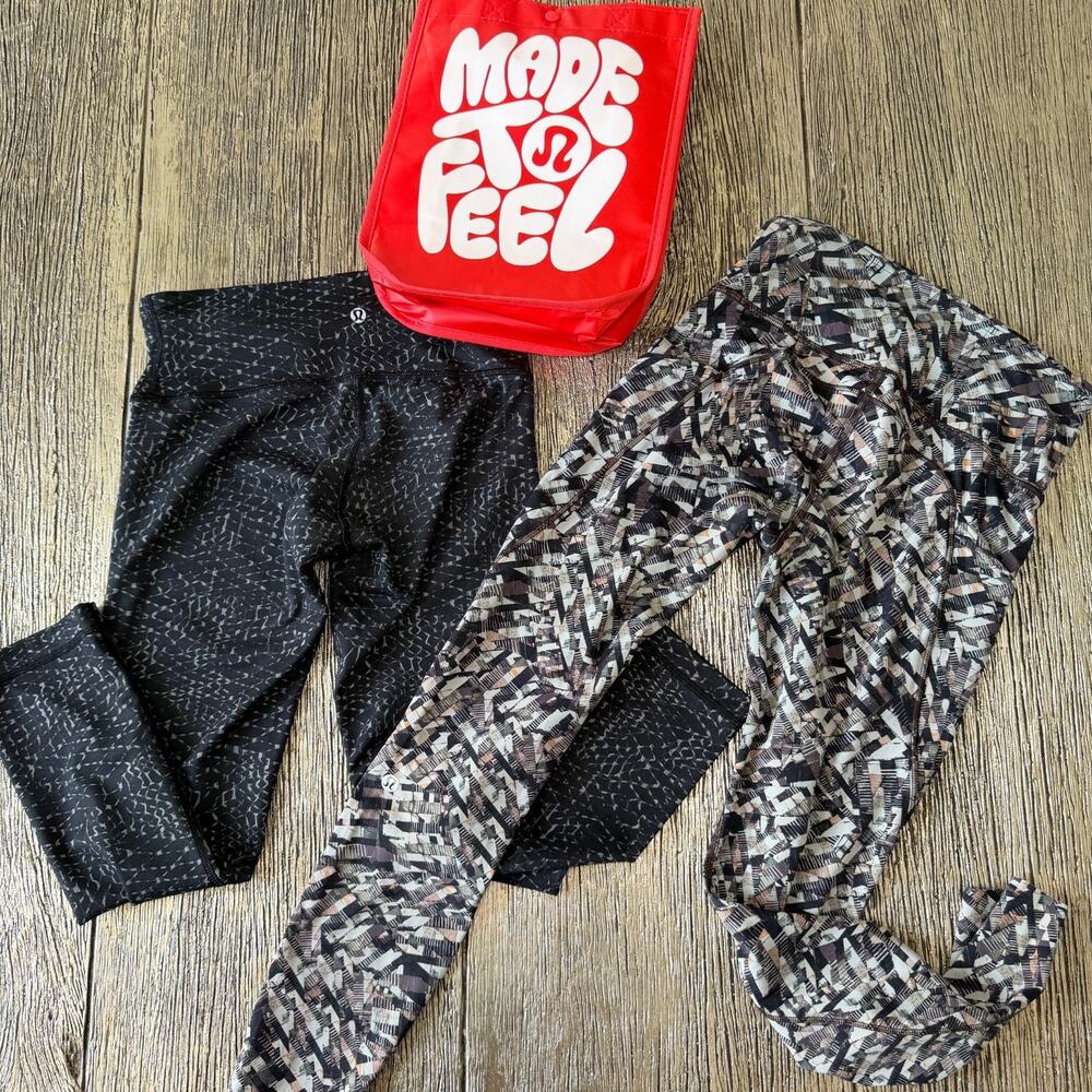Lululemon Bundle of 2 Leggings Wunder Under Sz 4 + Bonus Reusable Bag 3 Items!